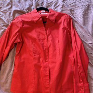 Red button up blouse women